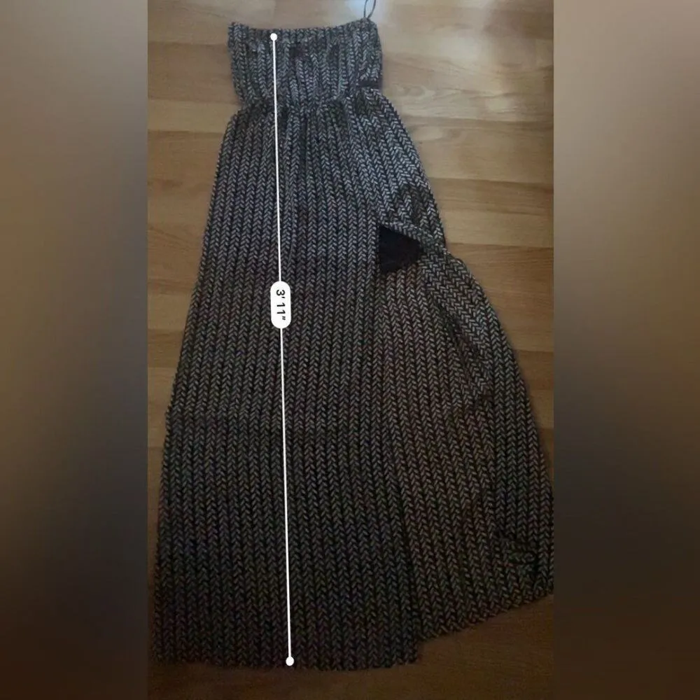 H&M divided maxi dress size 2 Strapless Black And White layer side split casual - Image 11