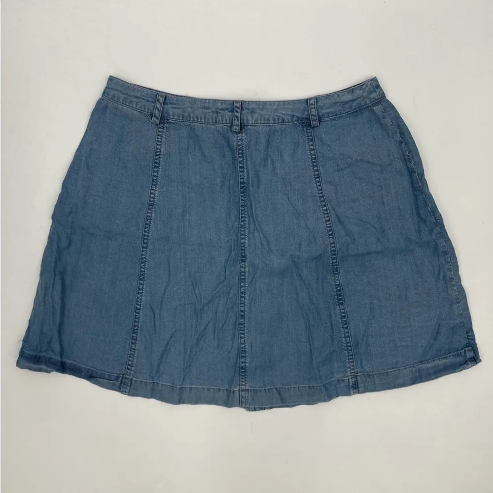 SUGARLIPS Skirt Denim Button Up Mini Soft Casual Comfy Summer Chambray SZ Large - Image 3