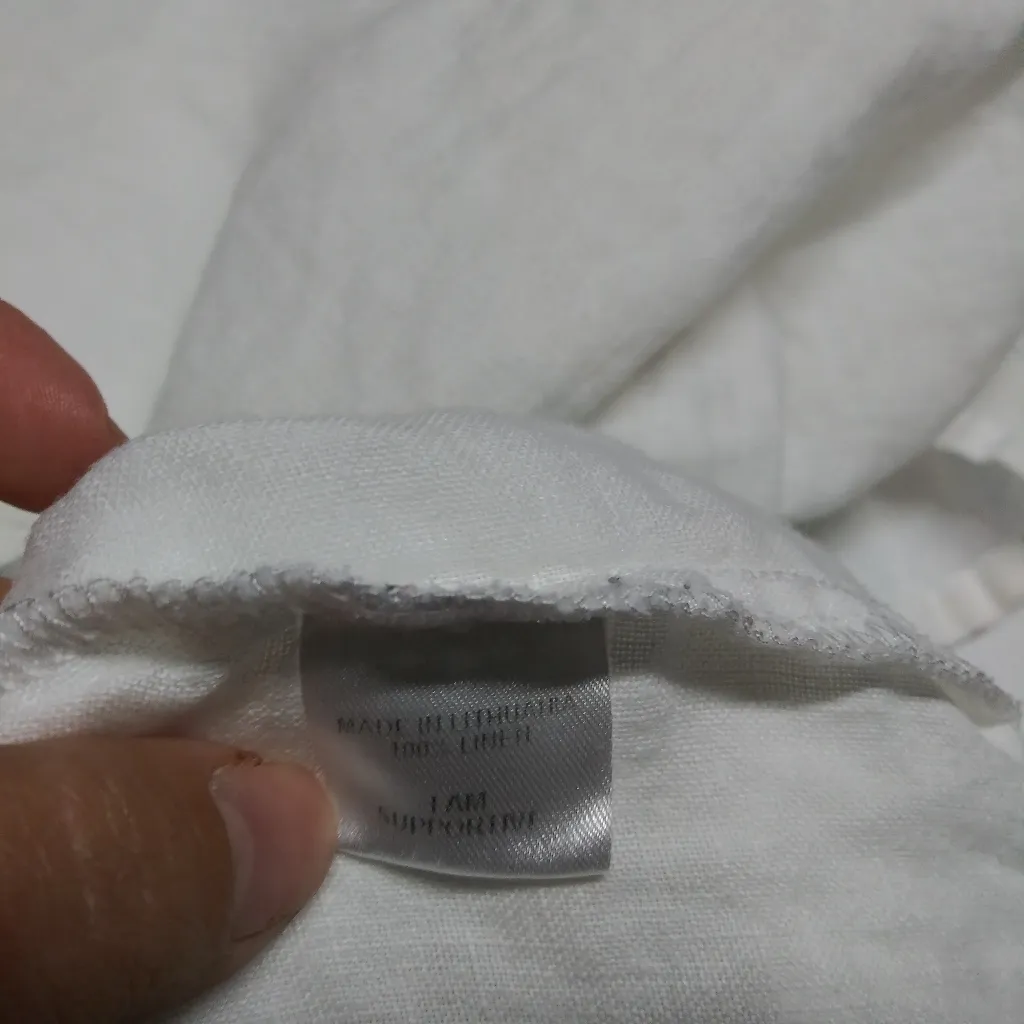 Flax White Linen Ankle Natural Minimalist Pants Vacation Size L - Image 8