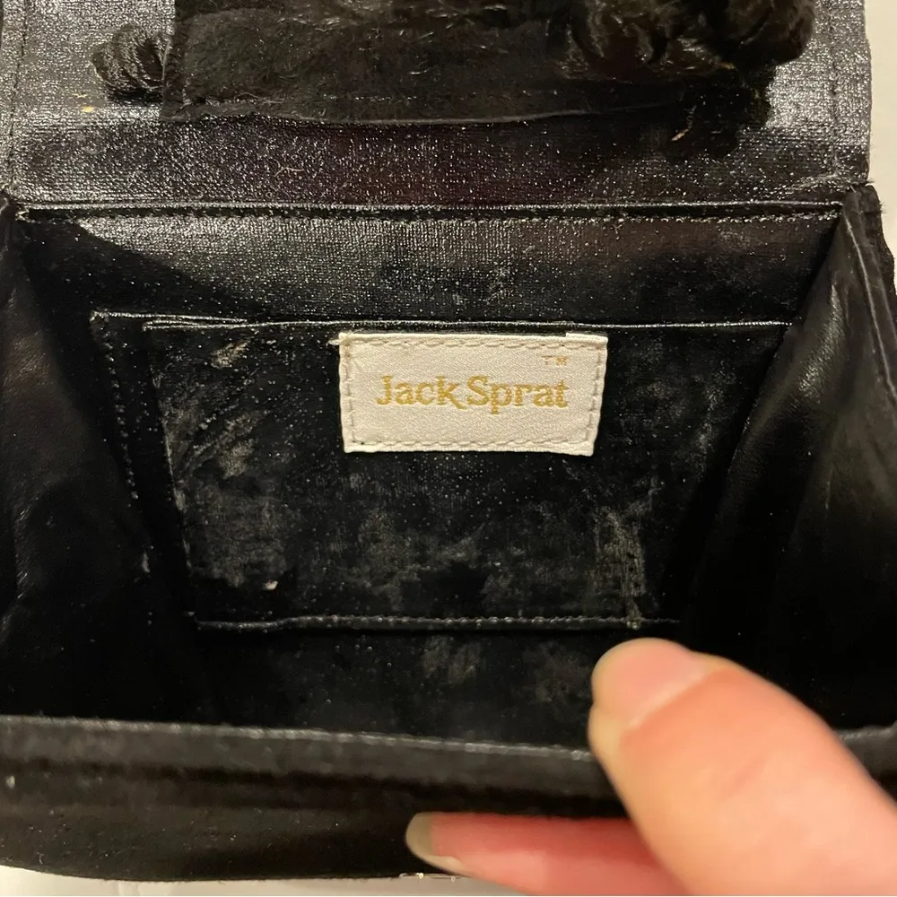 Vintage Jack Sprat black suede jeweled mini bag changeable handle old money glam Gold - Image 3