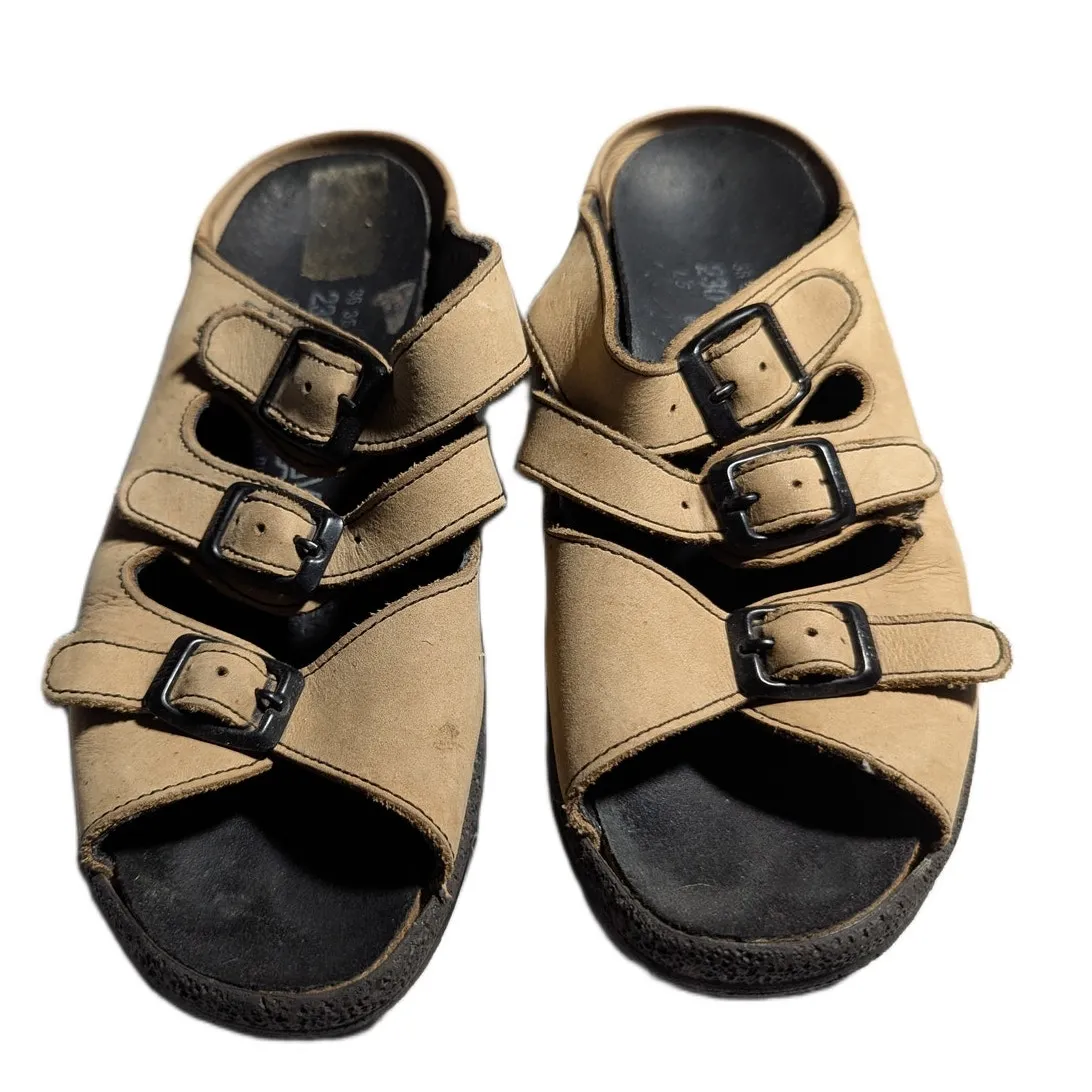 Birkenstock Tatami Beige Leather 3 Strap Florida Slide Sandals 36 5 Narrow - Image 2