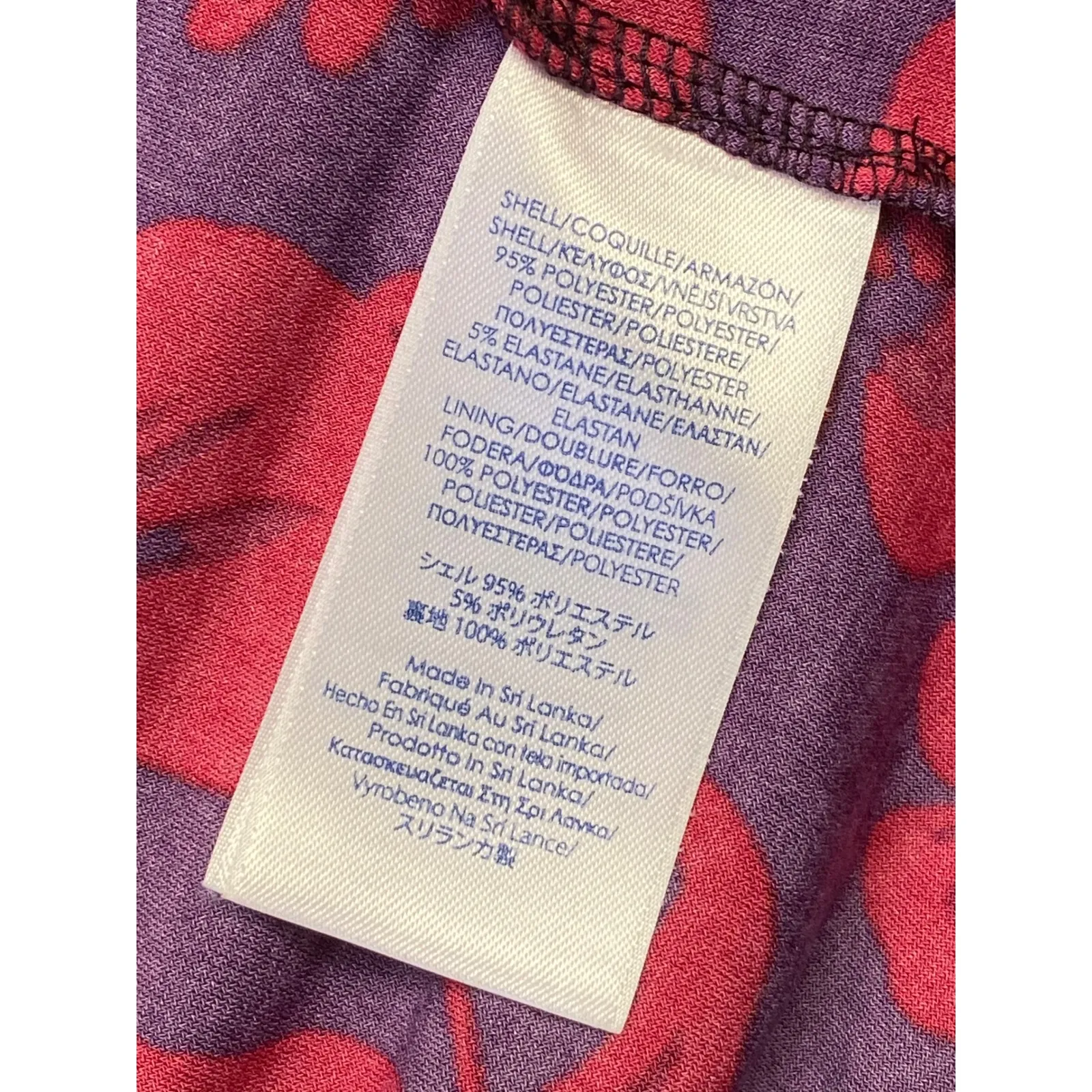 Chaps Red Floral Wrap Style Midi Dress Short Sleeve V-Neck Women's L - Image 7