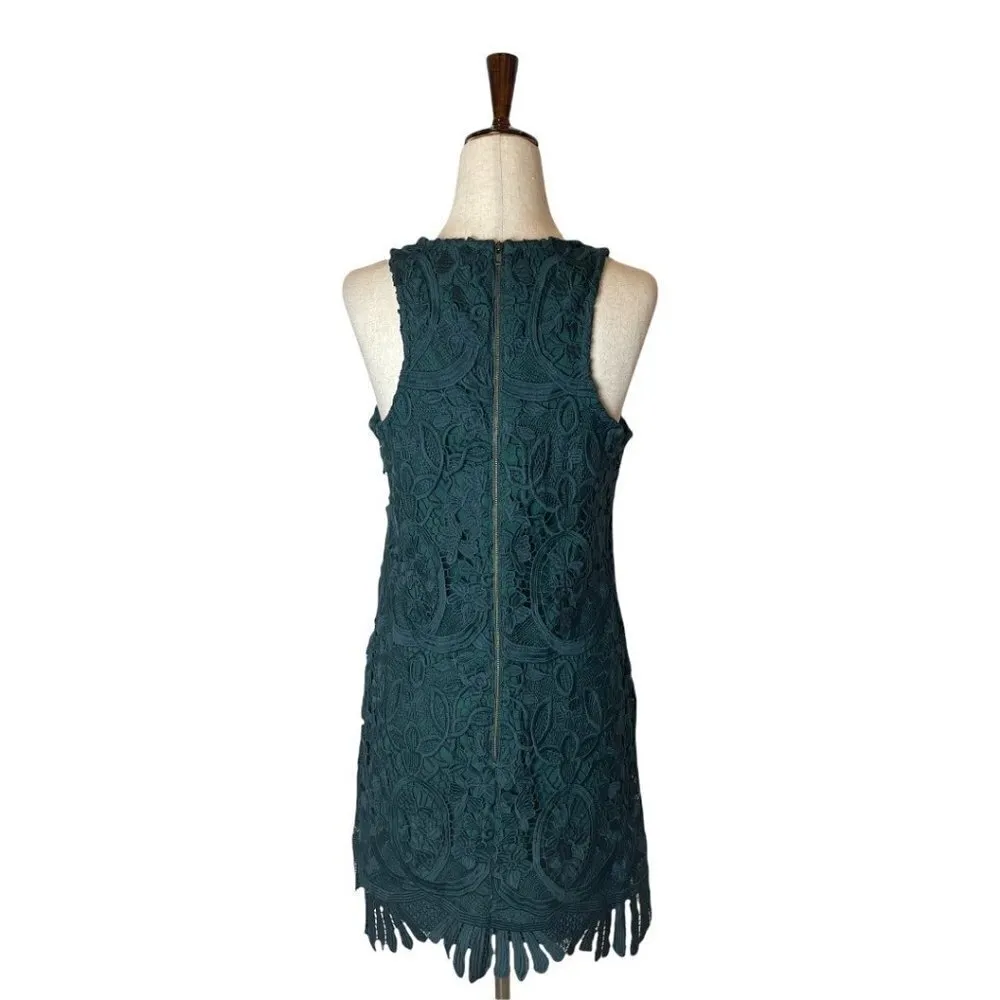 Lovers + Friends Green Lace Sleeveless Round‎ Neck Caspian Shift Dress Size S - Image 6