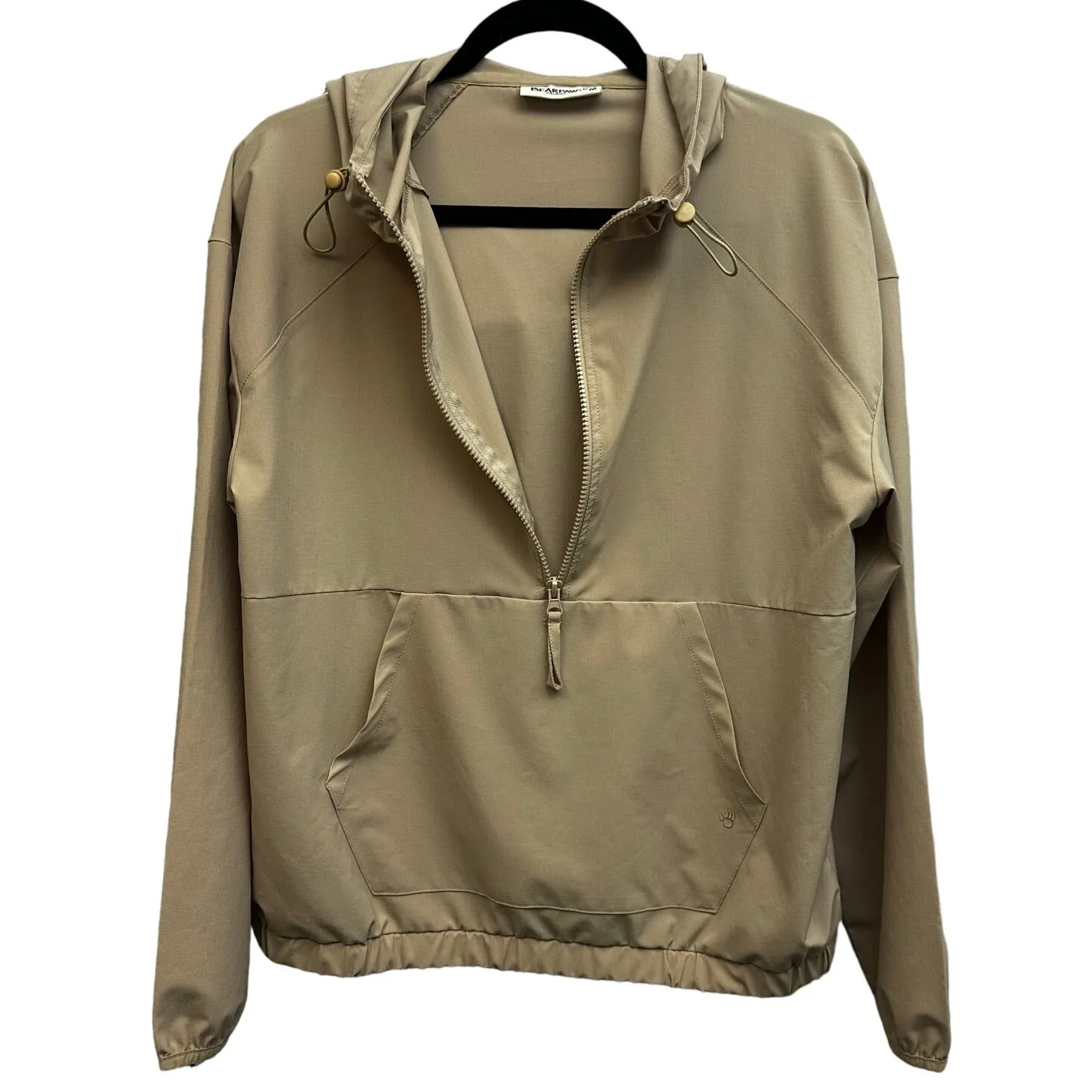 BearPaw Outdoor Tan Cream Lightweight Hooded Windbreaker 1/2 Zip Size Medium - Image 2