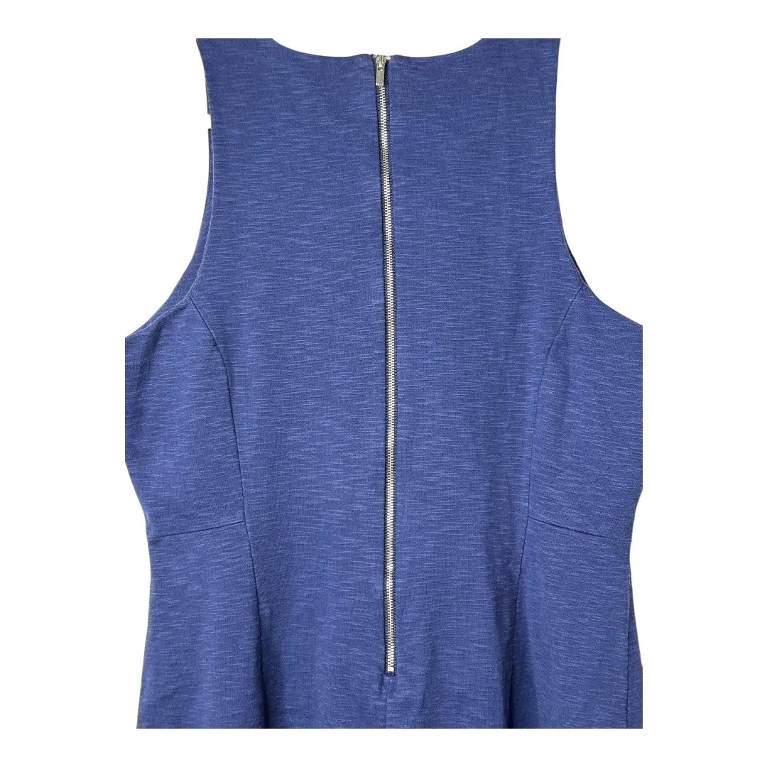 Banana Republic Ponte Dress Flounce Skirt Sleeveless Navy Blue Ruffle Hem Size 8 - Image 6