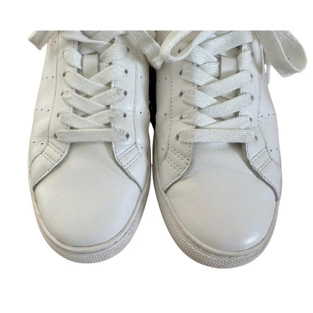 J.CREW Mirror Metallic Tab Saturday Leather Sneakers Shoes White Gold Size 8 - Image 7