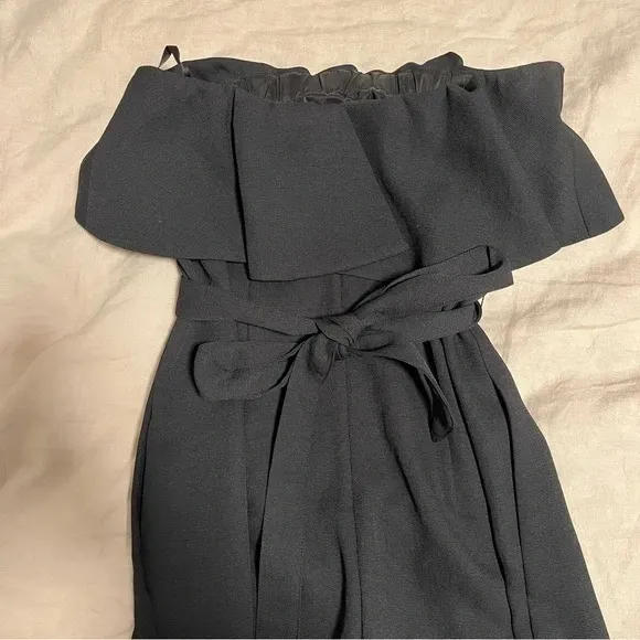 Aritzia Babaton Black Flutter Jumpsuit Sleeveless Wide Leg Ankle Length Belted 2 - Image 3