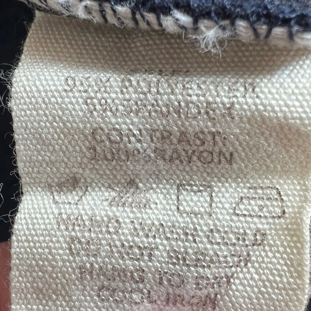 Hem & Thread Navy Blue Ruffle Neckline Tie Back Shirt Size Small - Image 7