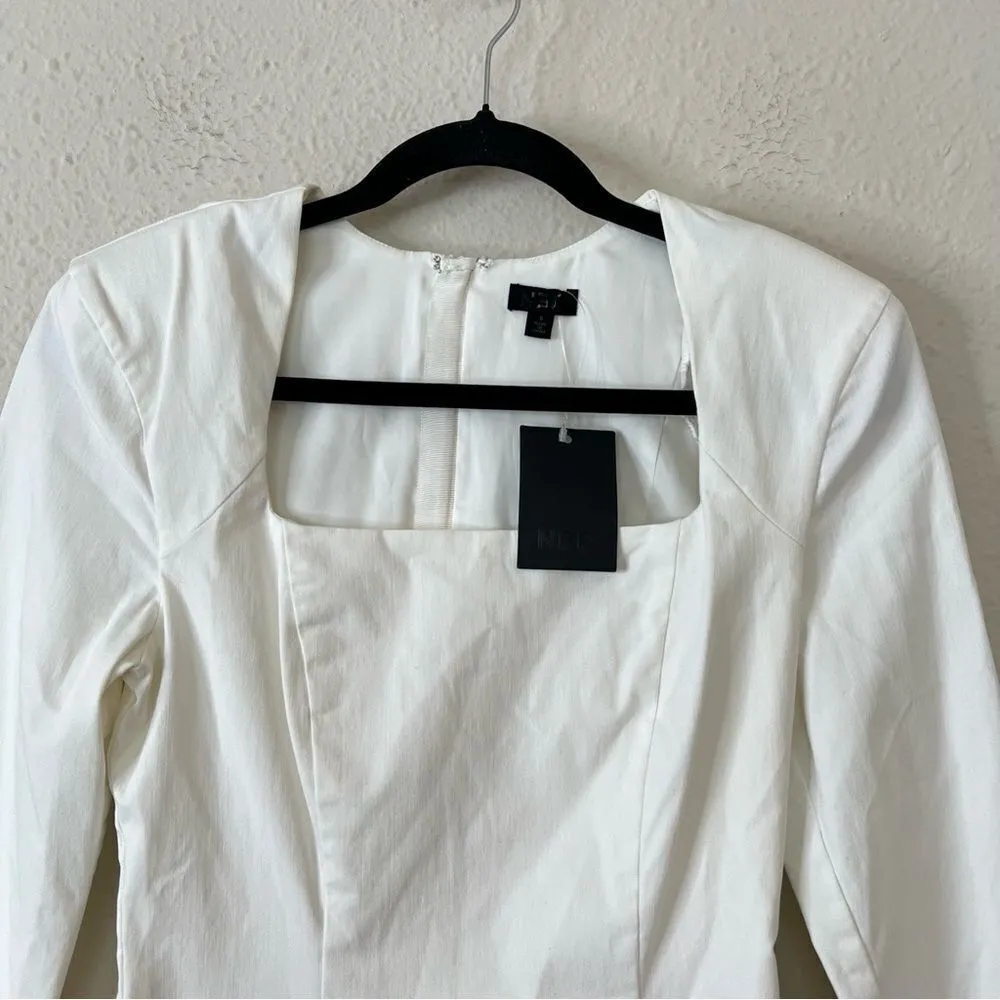 Revolve NBR Long Sleeve Hastings Mini Dress in White NWT Size Small - Image 4