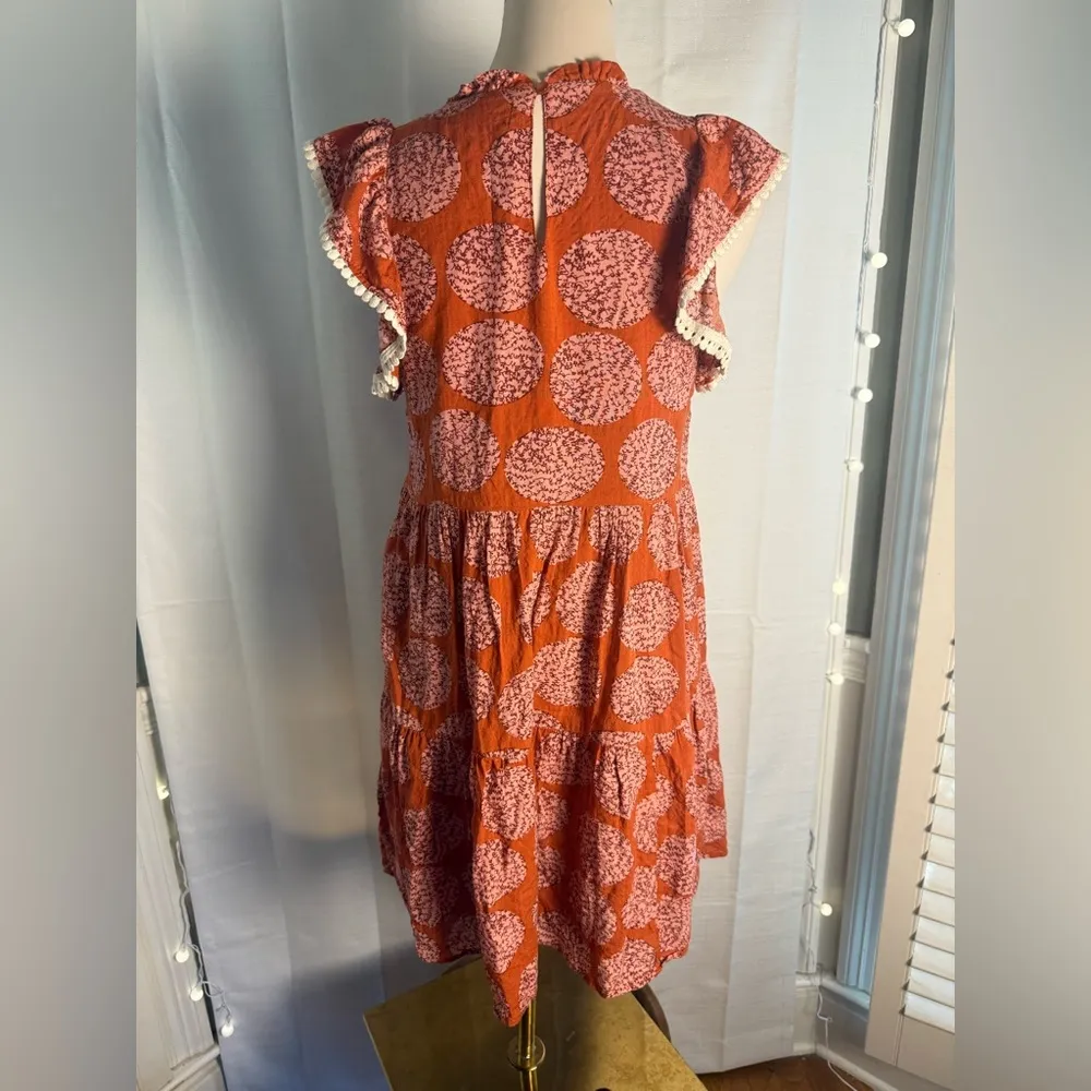 The Impeccable Pig Orange and White Patterned Dress - Image 2
