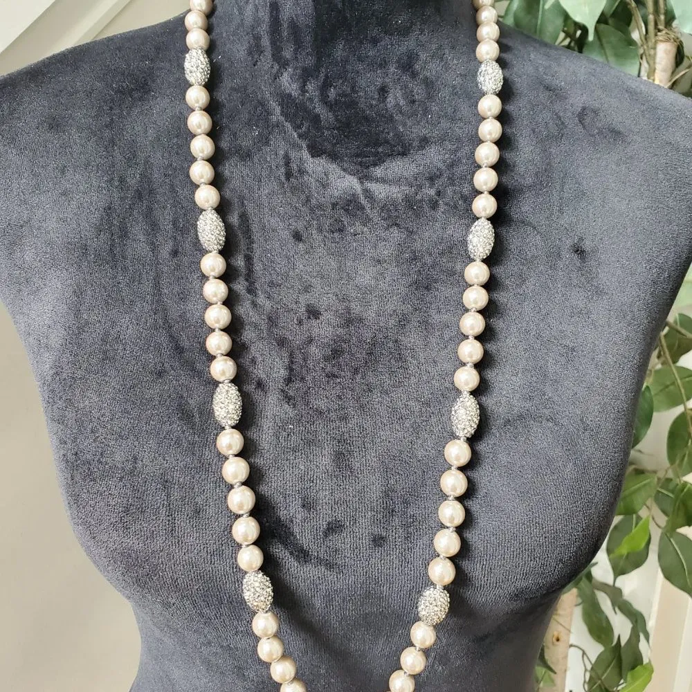 Chicos Womens Beige Plain Round Pearl  with Lobster Clasp Charm Necklace - Image 2