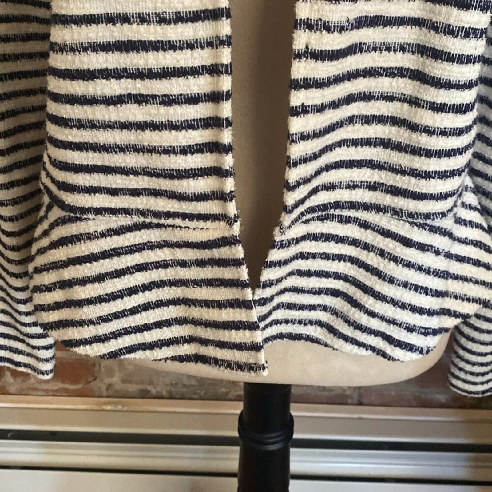 Loft White and Navy Blue Peplum Blazer Size M Size M - Image 2