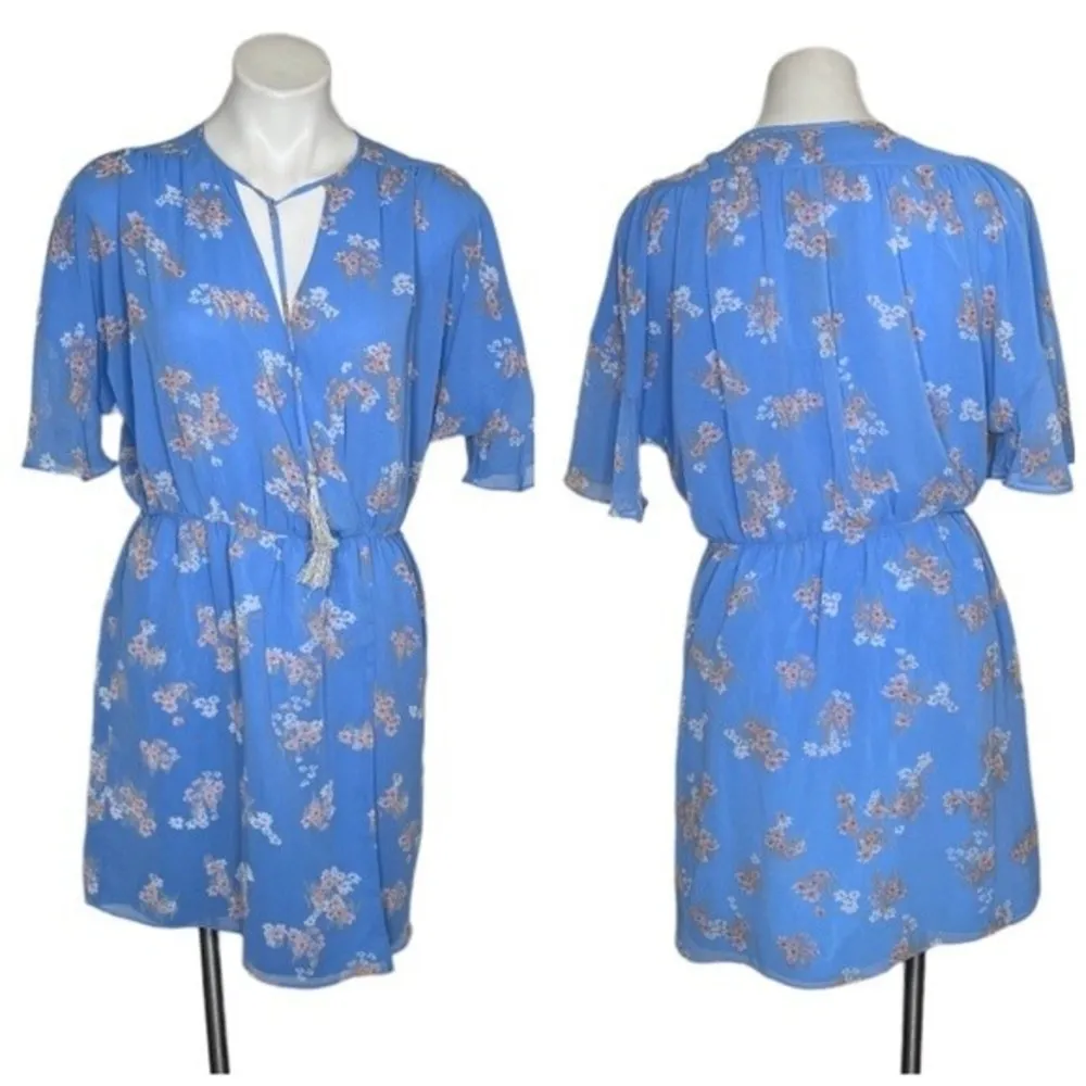 JUICY COUTURE Black Label Bouquet Floral Flirty Dress Blue Faux Wrap Size 6 NEW - Image 10