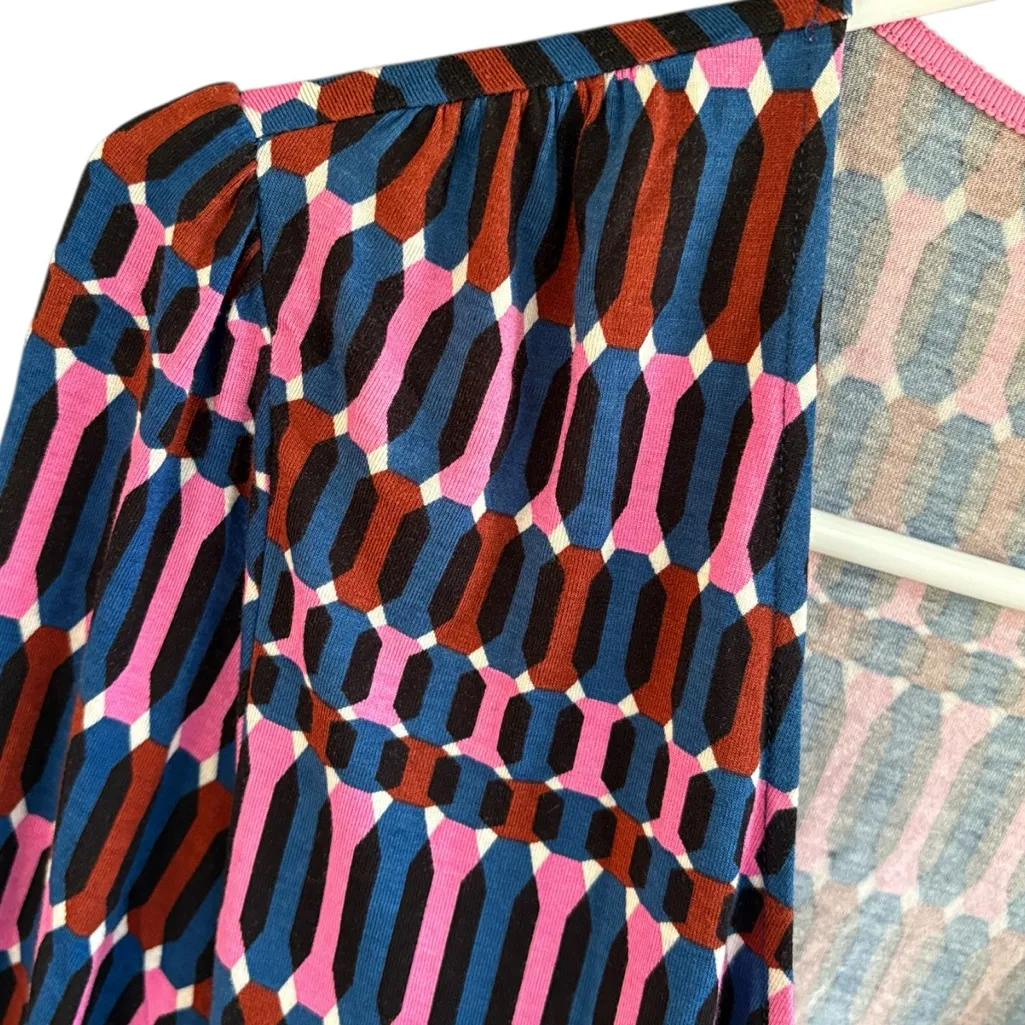 Like New Boden Elodie Geo Print Surplice Wrap Stretch Jersey Top Size 8 - Image 7