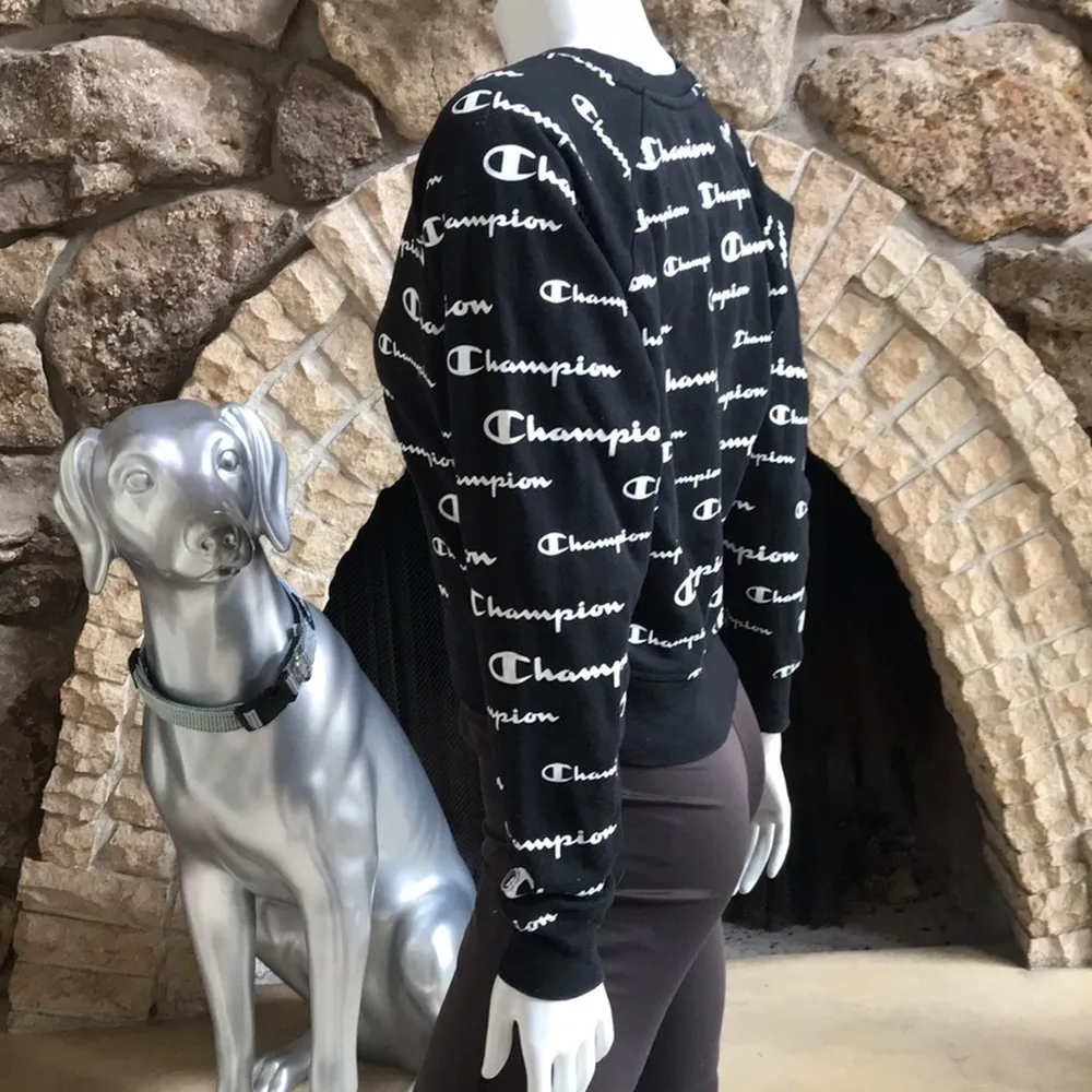 Champion Cropped Black White Sweatshirt Women's Size Small - Image 3