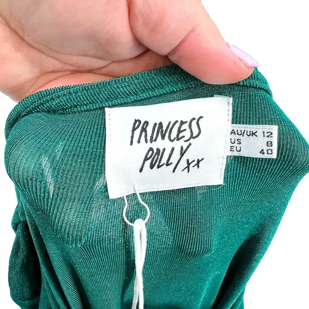 Princess Polly Kylie Mini Dress Forest Green Cut-Out‎ Ruched Bodycon Size US 8 - Image 9