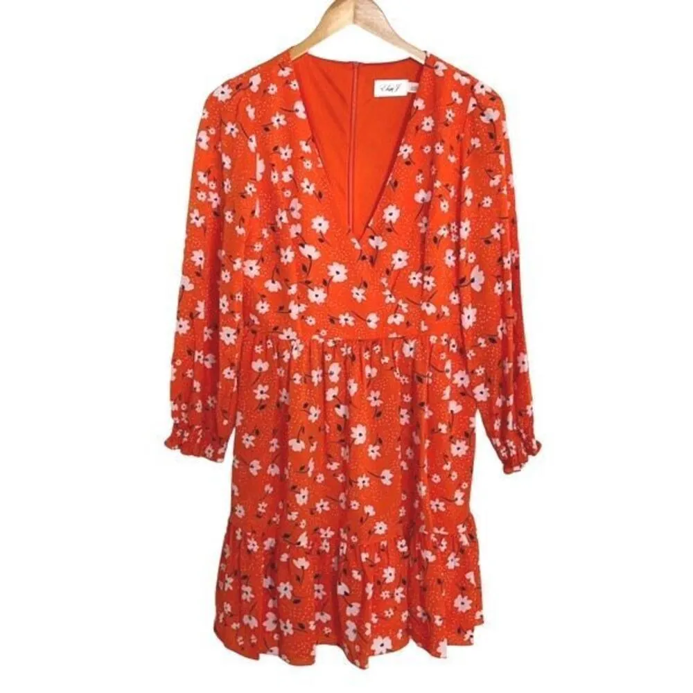 Eliza J Women's Tiered Formal Floral Soft‎ Short Dress Red Orange Size 6 - Image 2
