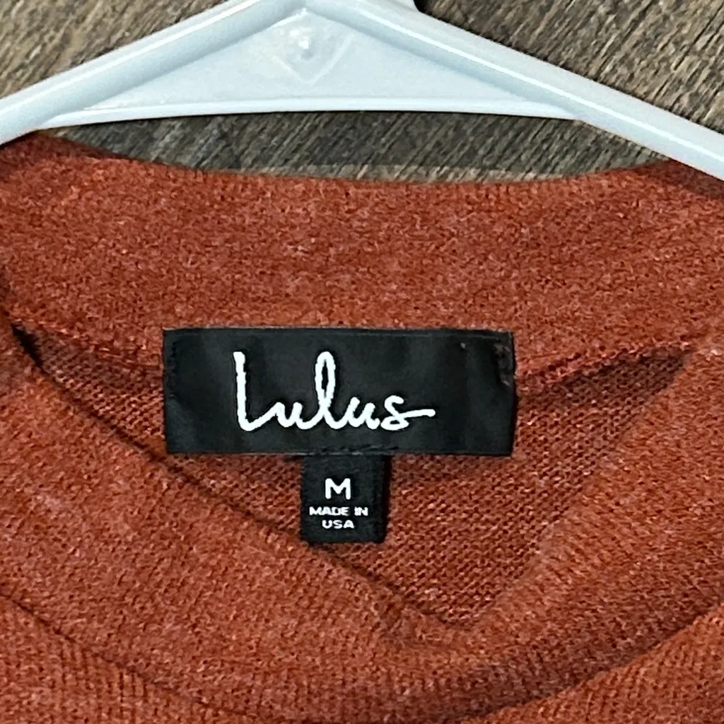 Lulus Conversation Starter Rust Orange Mock Neck‎ Midi Sweater Dress Size Medium - Image 6