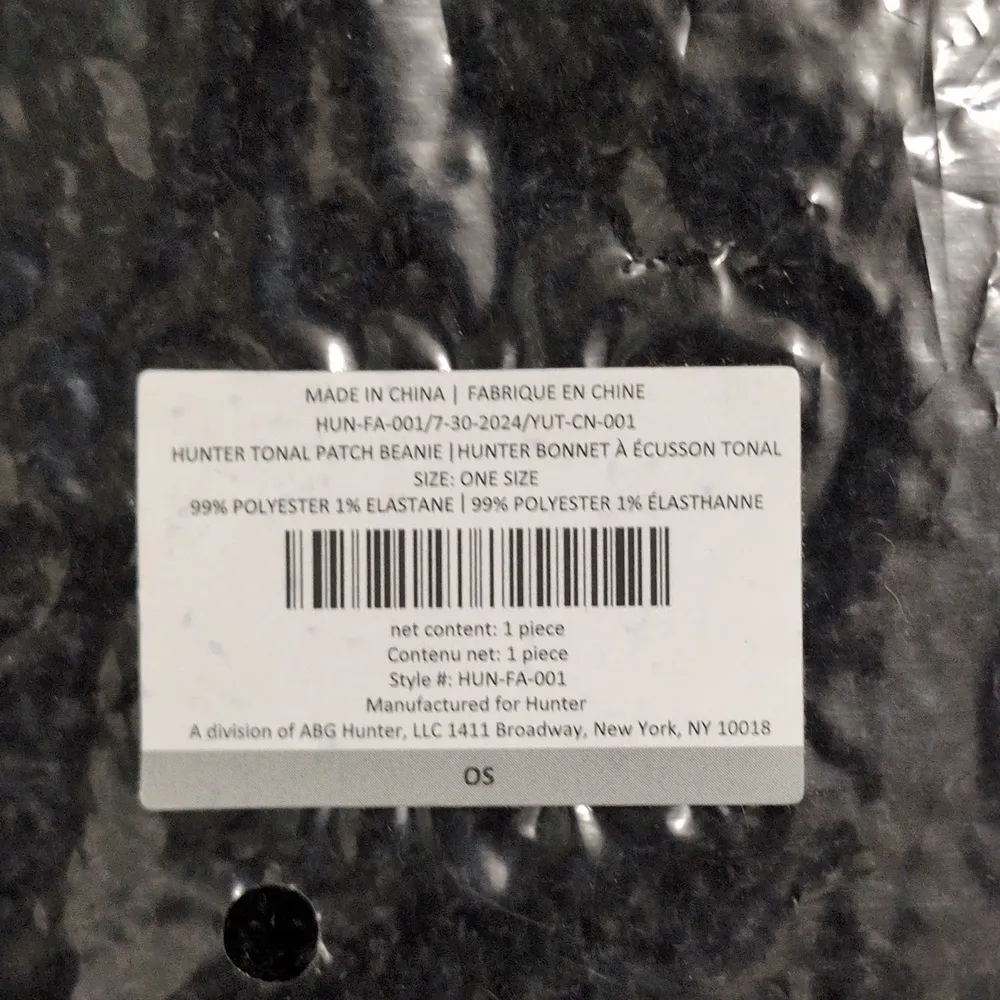 NWT Hunter Black Tonal Patch Knitted Beanie Hat Winter One Size - Image 3