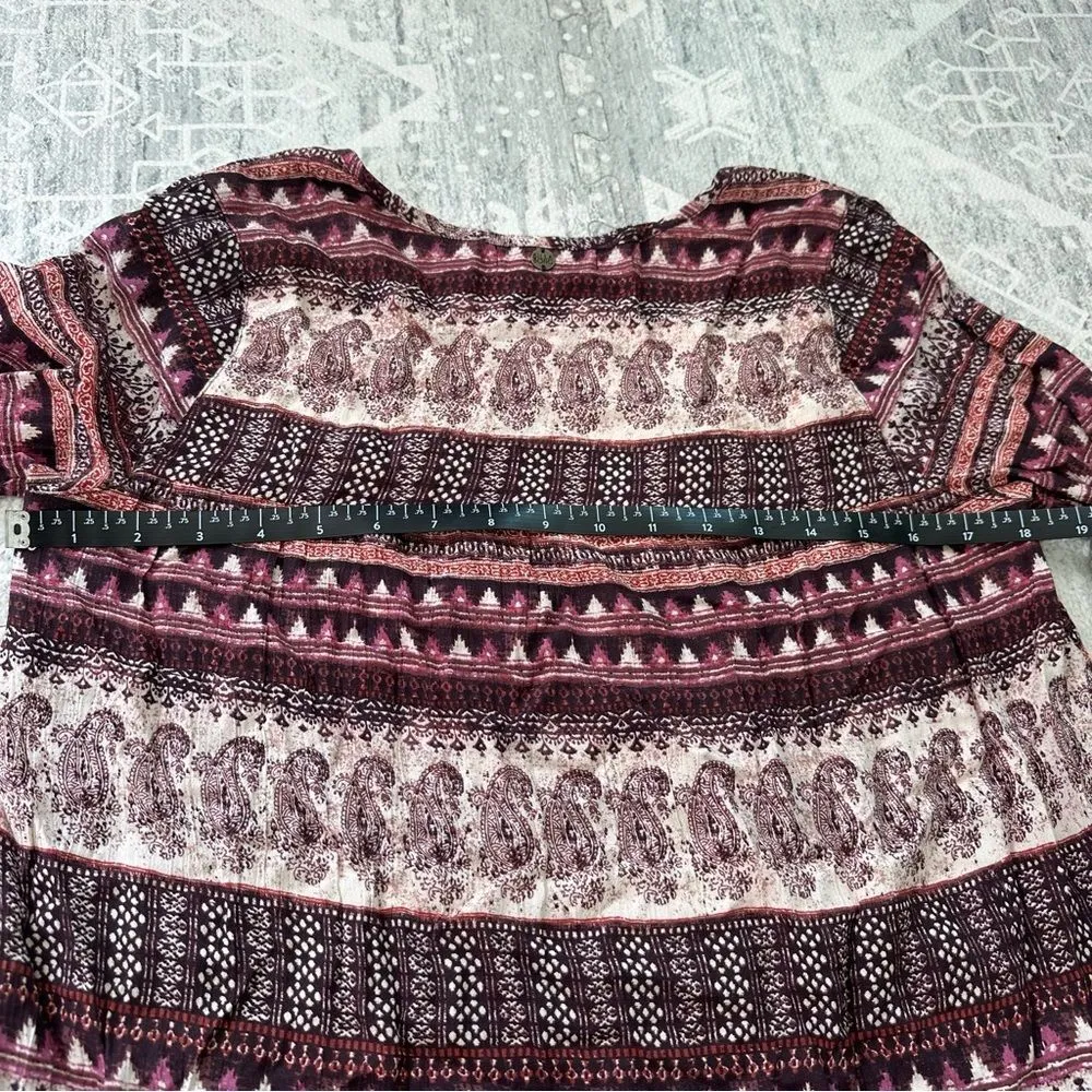 Billabong Sz XS Take Me Away Dress in Pinot Maroon Boho Longsleeve Paisley Dress - Image 11