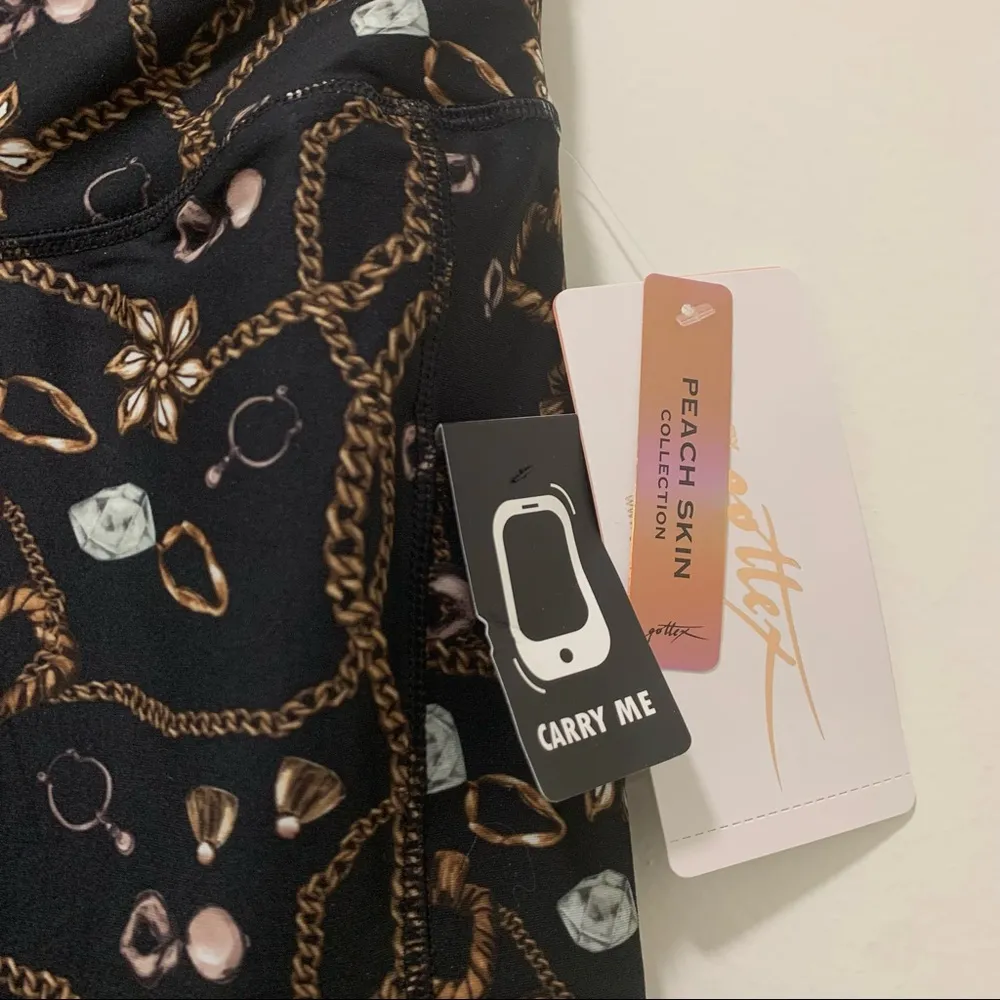X BY GOTTEX Core High Waist Side Pocket Leggings, Chains print, Size S, NWT - Image 11