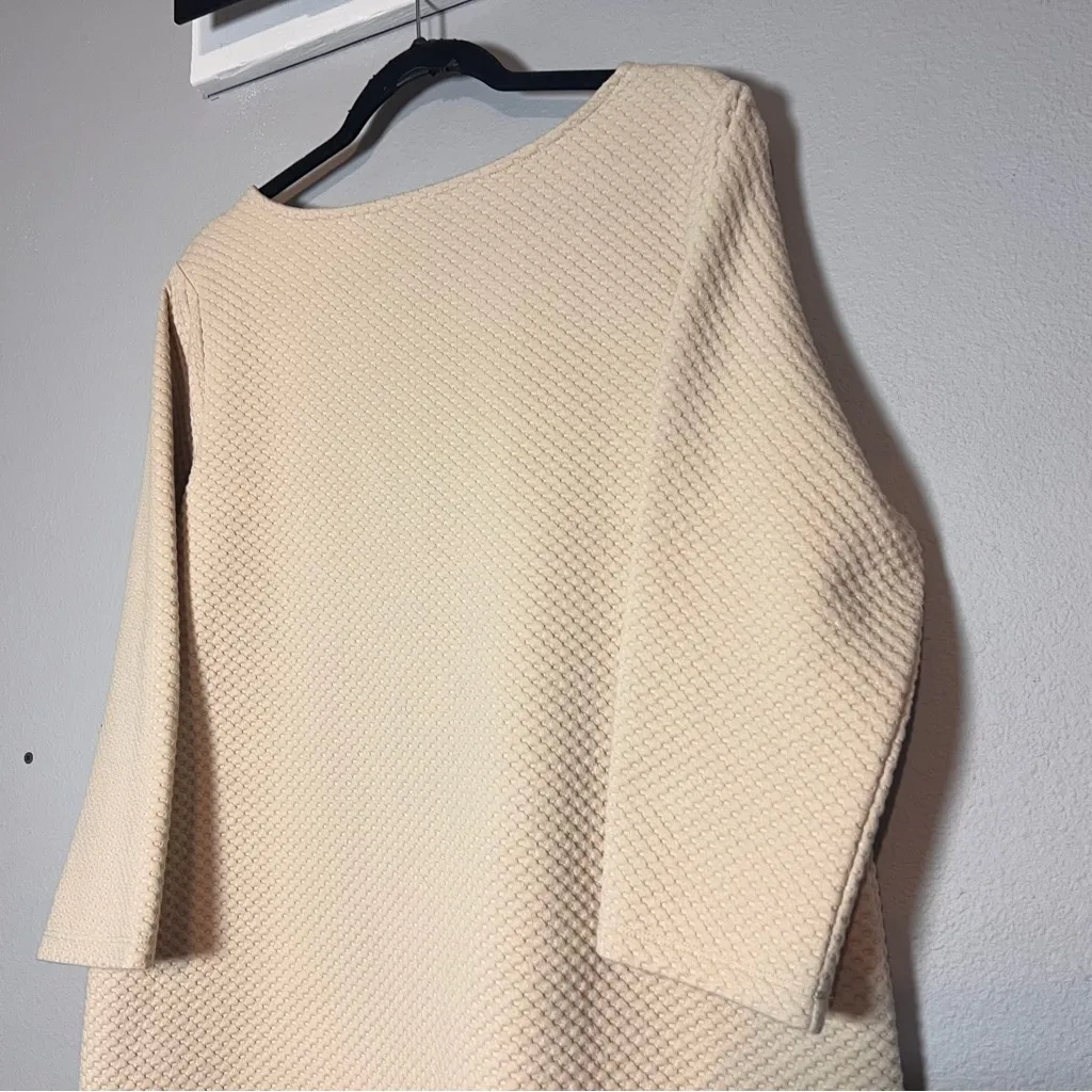 Coldwater Creek Textured Pullover Sweatshirt Cream Waffle Size XL Patch Pockets - Image 7