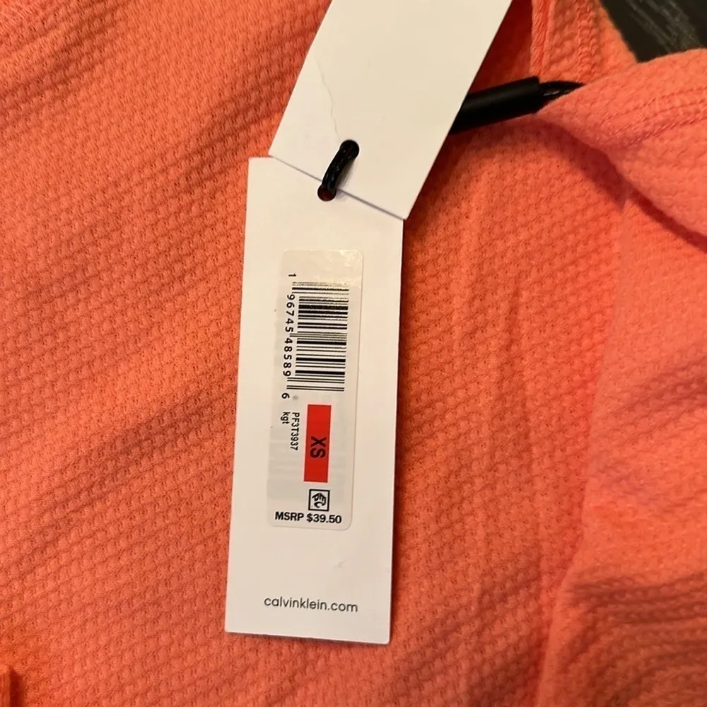 Calvin Klein Performance orange cinched side athletic top sz XS Cotton NWT - Image 5
