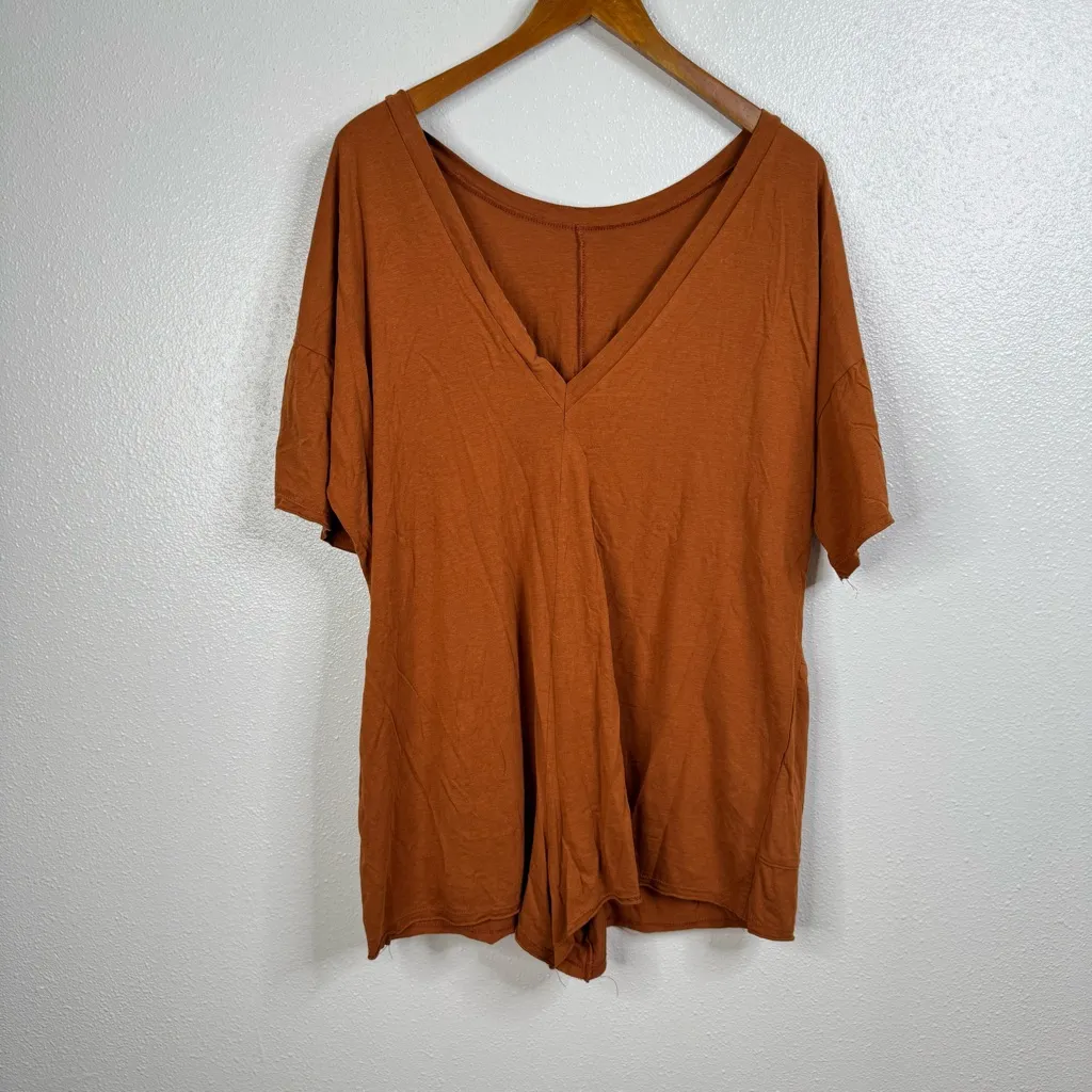 Bucket List Rust Short Sleeve Oversized Romper Orange Size M - Image 3