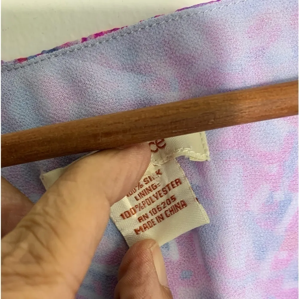 Sundance pink and blue, silk, asymmetric, sleeveless, mini dress. 6 - Image 7