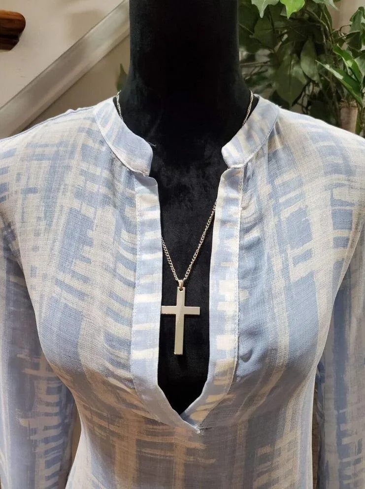 Three Eighty Two Women's Blue Polyester V-Neck Long Sleeve Knee Length Dress S - Image 15