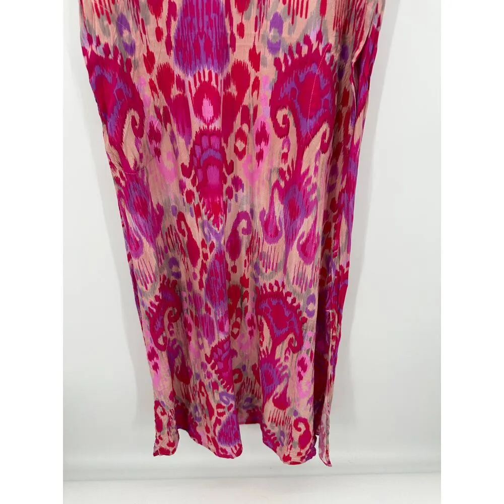Soft Surroundings Palace Pink Printed Short Sleeve Maxi Dress Women's Size Small - Image 4