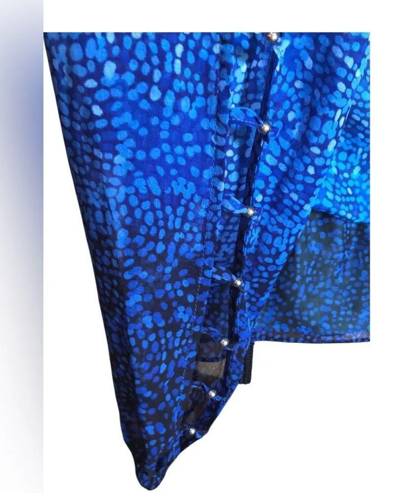 White House Black Market Ombre Blue/Pink/black Blouse w/cutouts & Studs! - Image 6