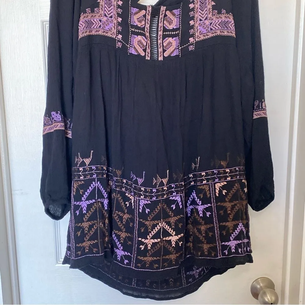 FREE PEOPLE Rhiannon Embroidered Babydoll Tunic Boho Dress Size Extra Small - Image 6