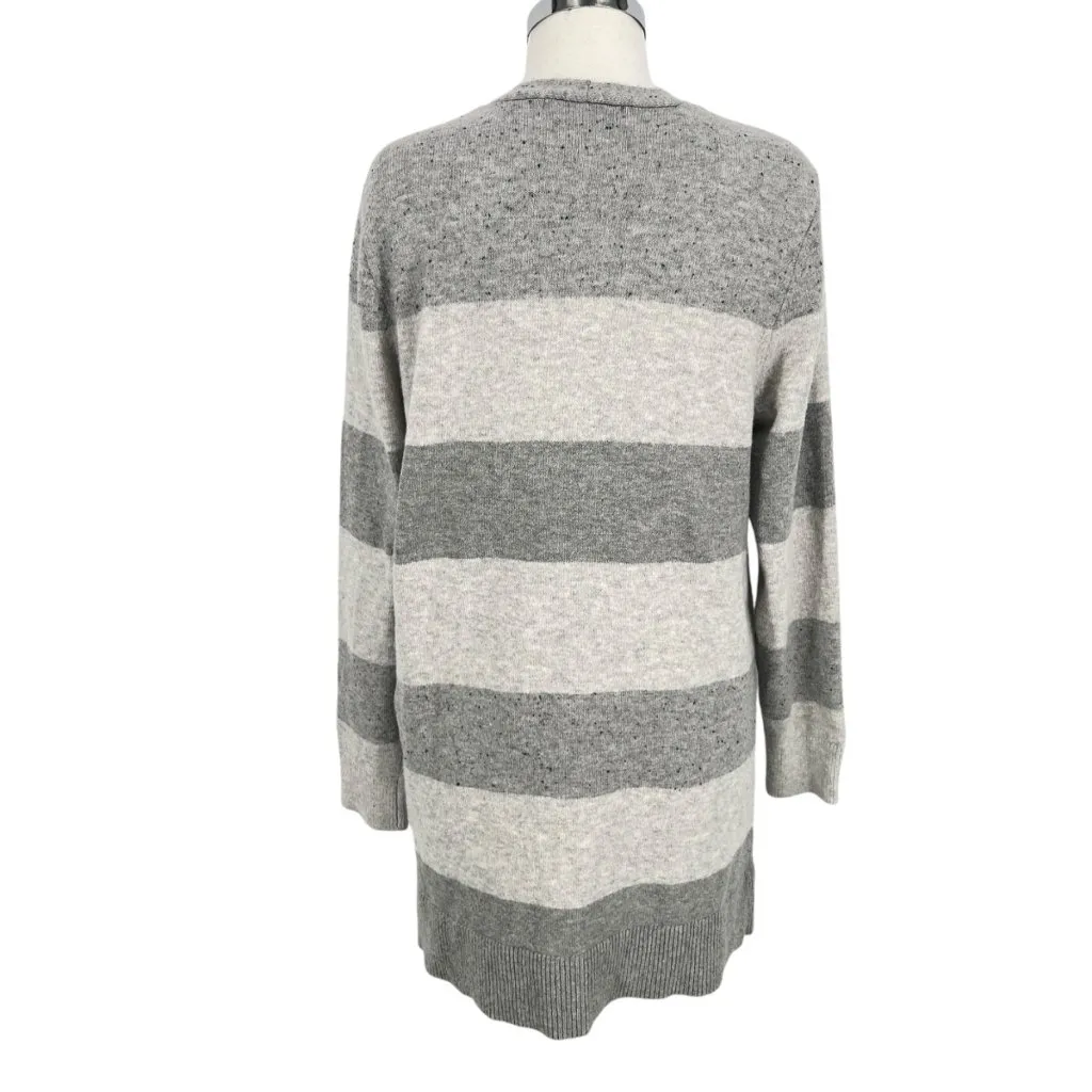 Verve Ami Striped Open Front Cardigan Gray Light Gray Size Large - Image 8
