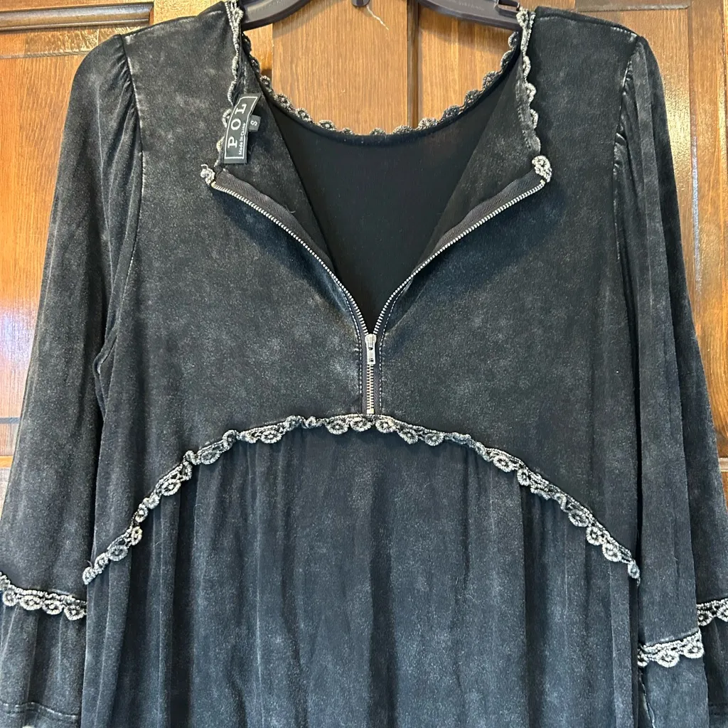 POL Top Shirt Tunic Womens Small Black Oversized Faded Distressed Babydoll - Image 7