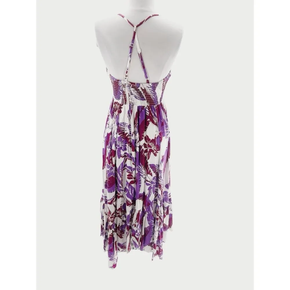 Free People Intimately Heat Wave Smocked floral
Maxi Dress purple ruffle sz M - Image 6