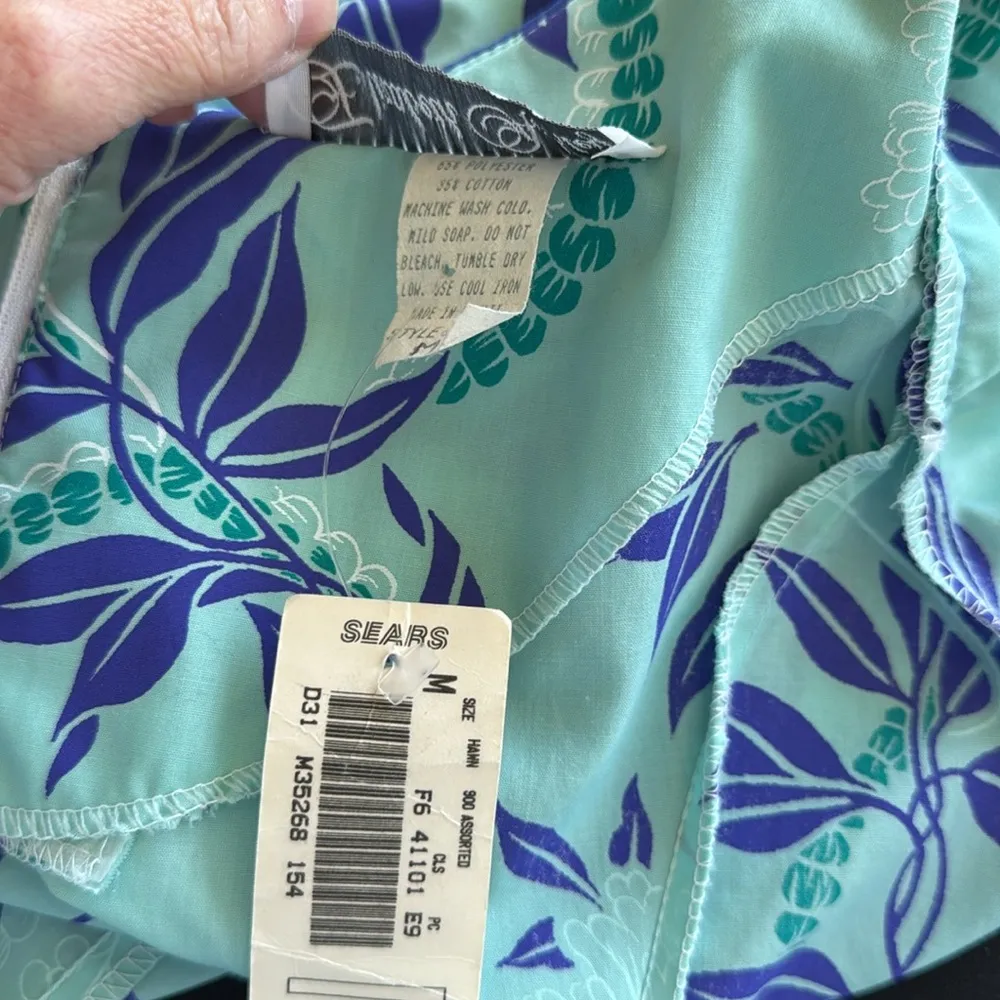 Elizabeth Ashley muumuu Hawaiian dress Deadstock Vintage Sears Green Size M - Image 11