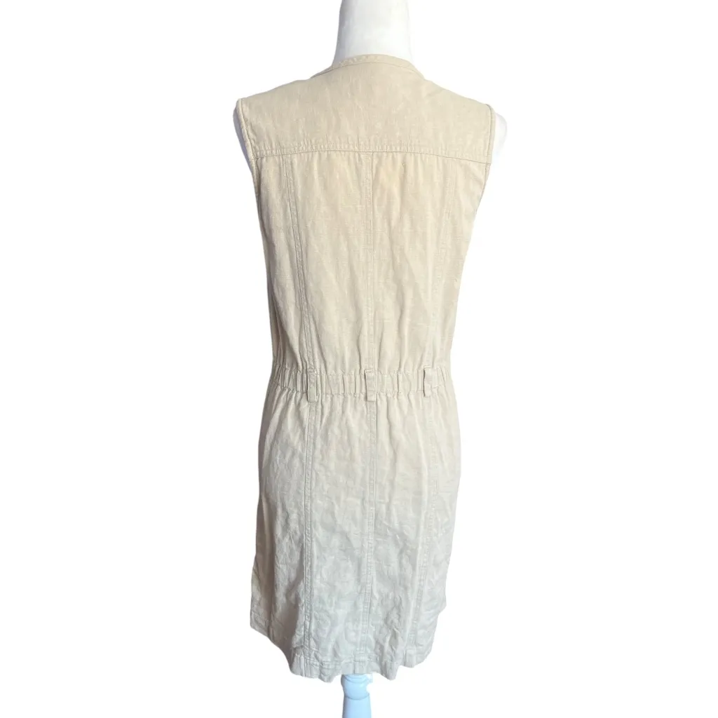 Vintage Linen & Cotton-Blend Cream Shift Dress - Image 2