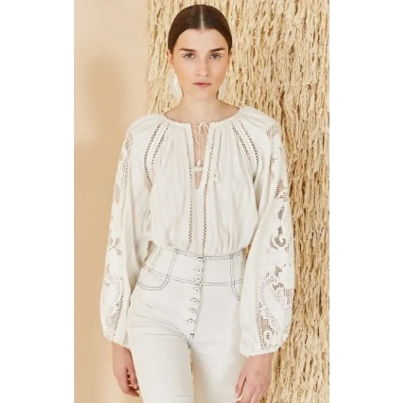Ulla Johnson Mika Blouse Blanc White Women’s Size 4 - Image 3