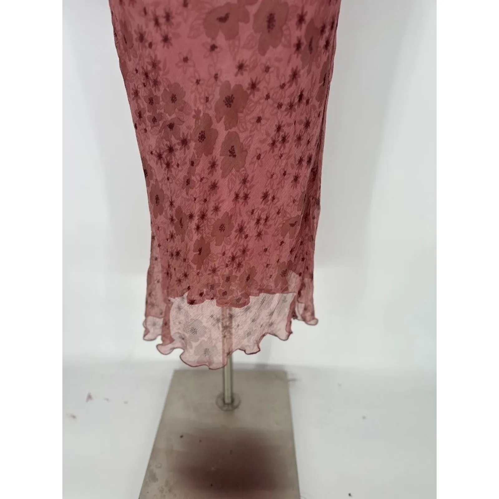 Karavan Midi Dress Large Fairy Babydoll Y2K Floral Sheer Rose Pink Cottagecore - Image 3