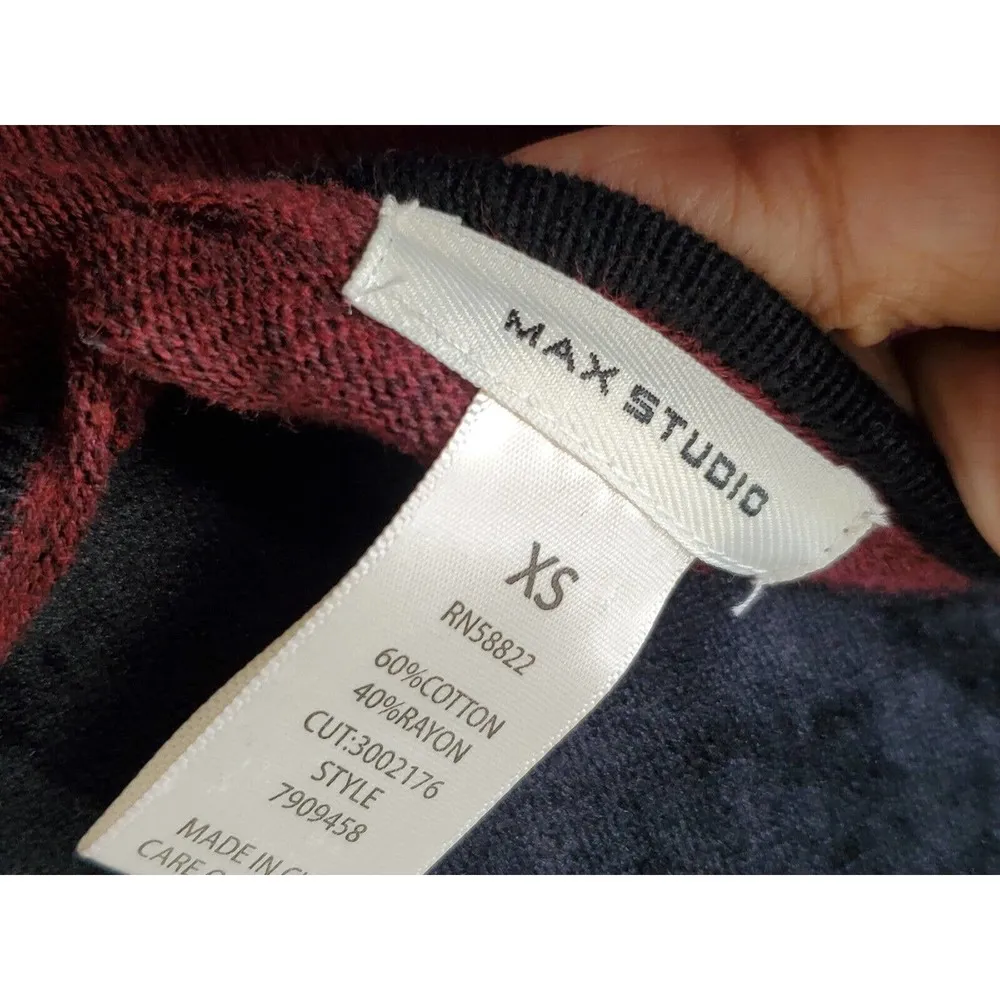 Max Studio Sweater Maroon Cotton Scoop Neck Long Sleeve Knee Length Dress XS - Image 8