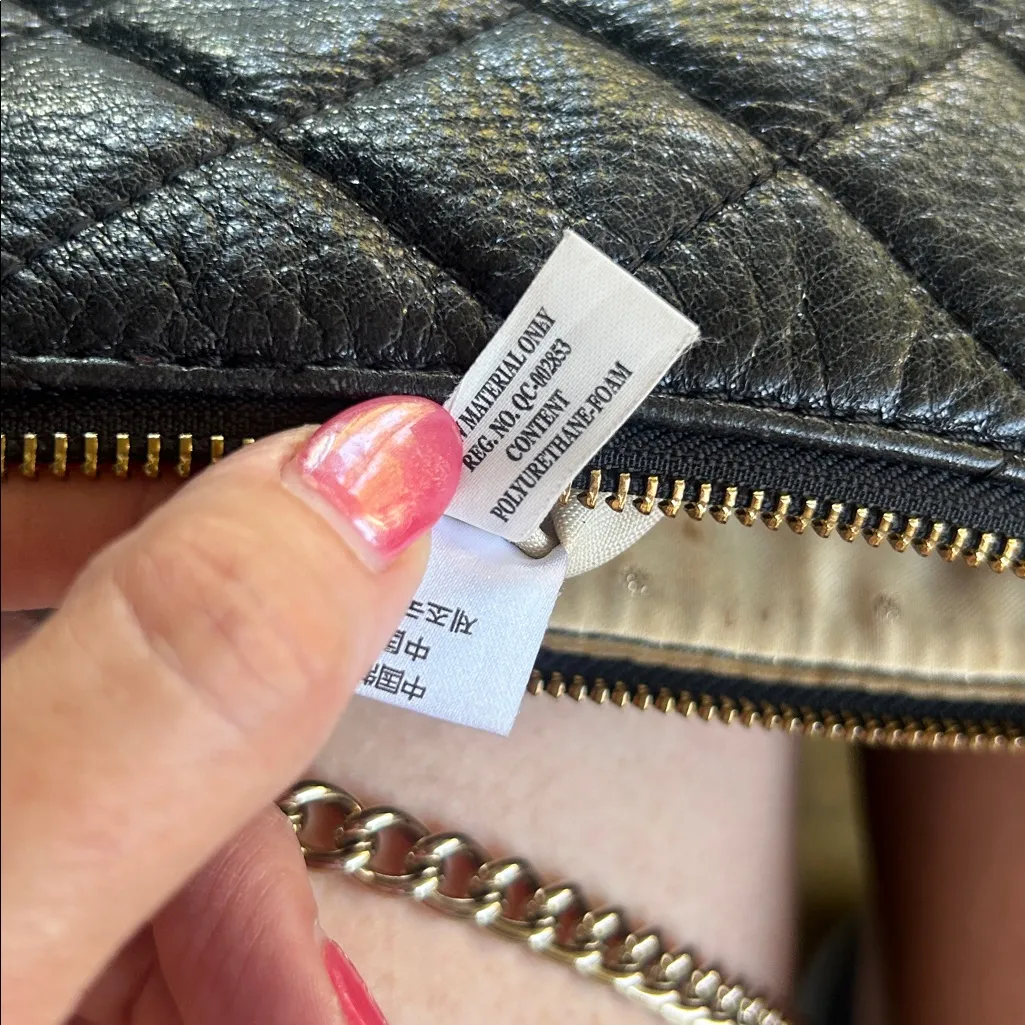 Kate Spade Black leather quilted retro crossbody bag gold chain strap emo goth - Image 9