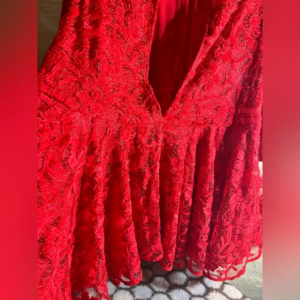 Free People Dress NWT-retails $198, Elegant Mini Red Lace, Flowy, oversized - Image 13