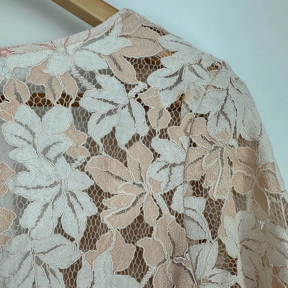 Here Comes the Sun Lace Mini Dress size AUS 12/US Large White Mocha Keyhole Back - Image 6