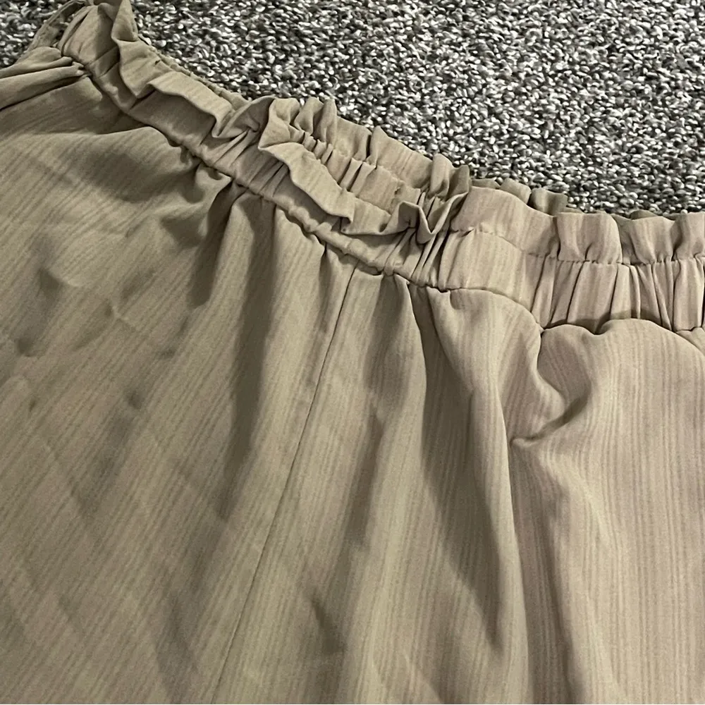 Shein tan stretchy wide leg high waisted business casual pants with pockets L - Image 3