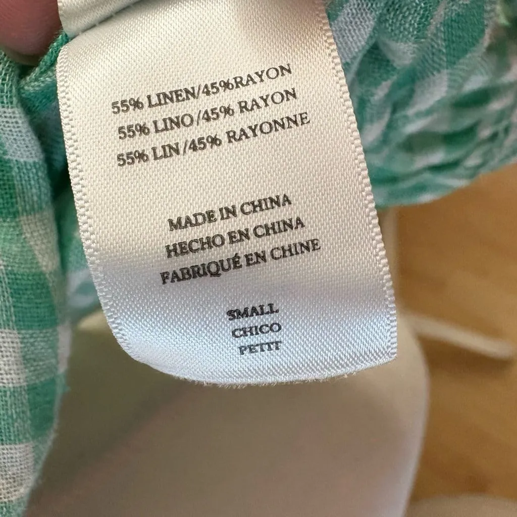 RAILS Raquel Linen Blend Wrap Top‎ In Green Gingham Size Small - Image 8
