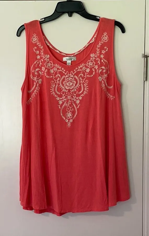 Dress Barn - embroidered tank top - Coral 1XL plus-size - Image 1