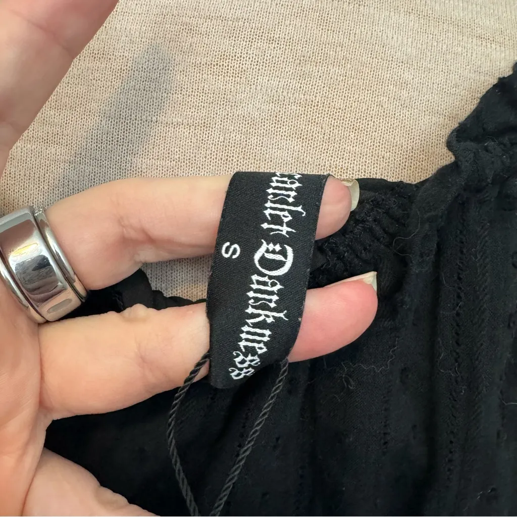 Scarlett Darkness Women Off Shoulder Renaissance Medieval Cotton Dress Black S - Image 4