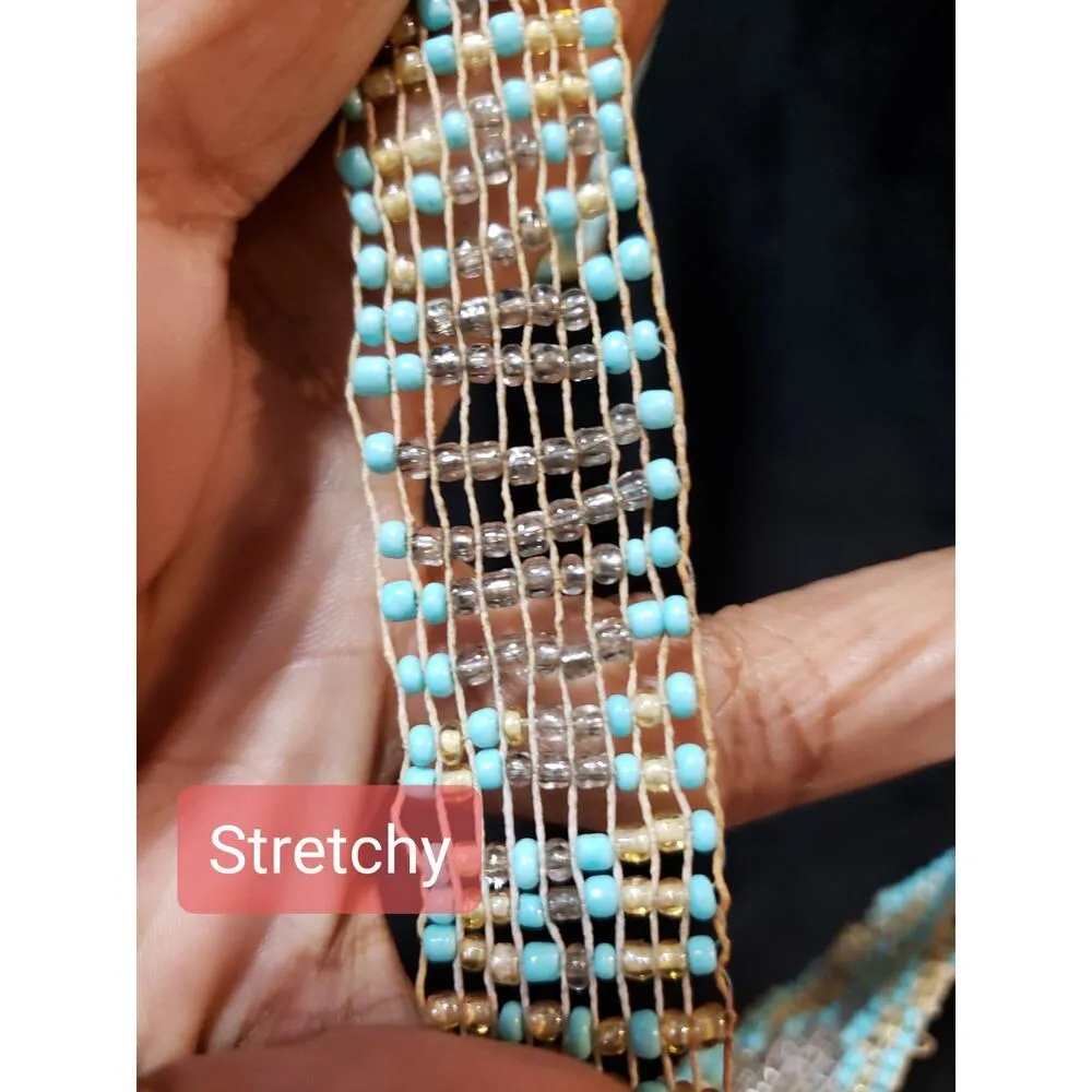 Women's Multicolor Woven Beaded Necklace Handmade Lightweight Boho Style Gold - Image 8