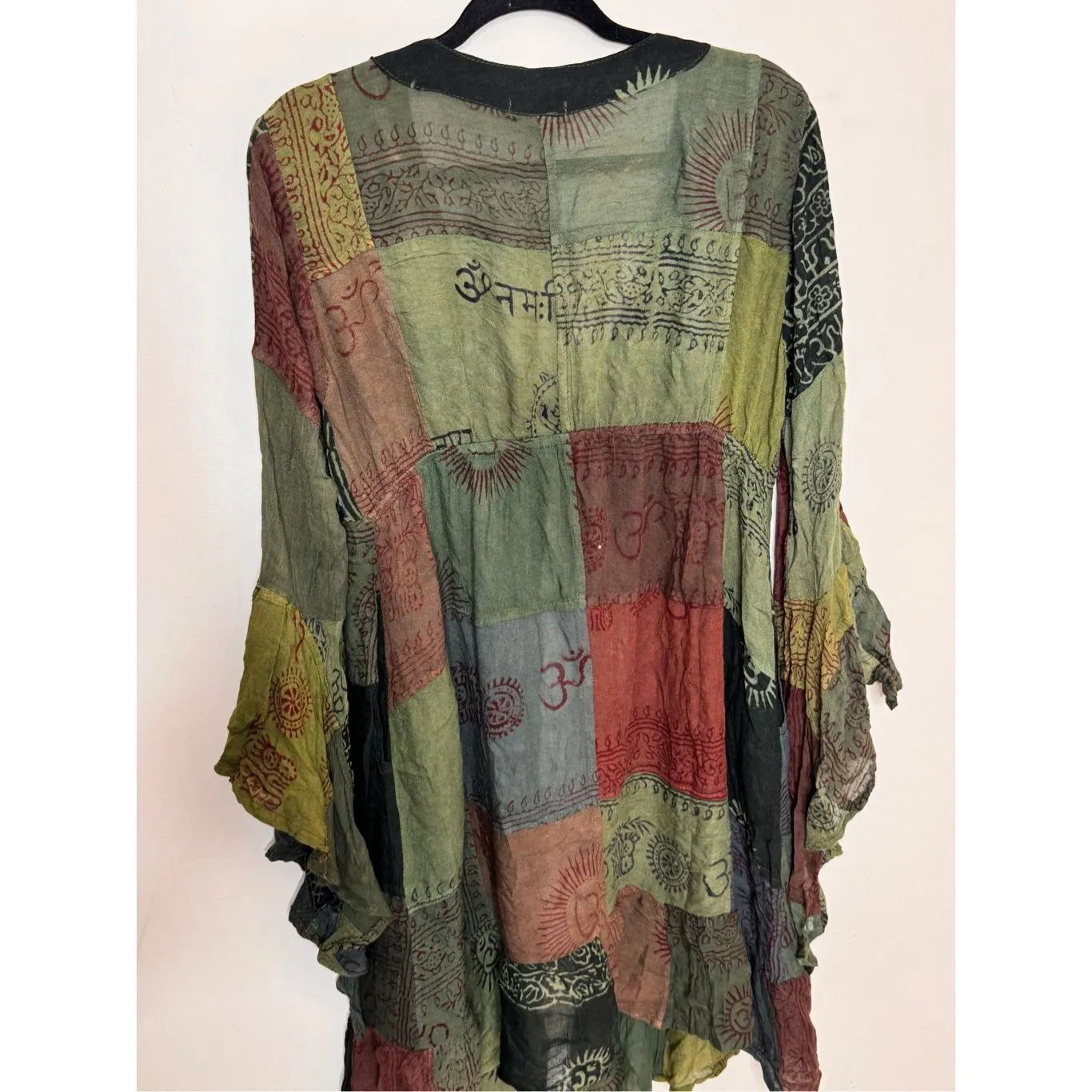 Kathmandu Patchwork Bell Sleeve Duster Kimono S/M NEW Green - Image 4